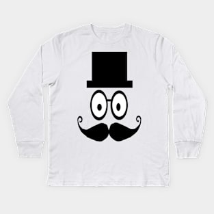 funny face with rectangle shaped hat Kids Long Sleeve T-Shirt